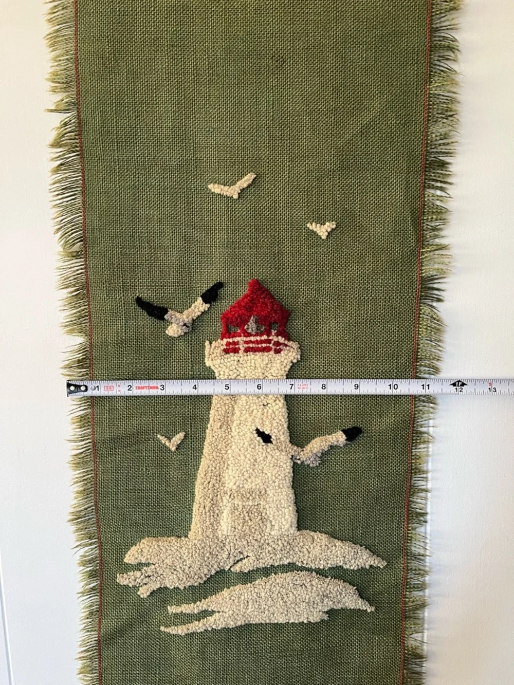 Vintage Handmade Lighthouse Punch Needle Rug Hooked Wall Hanging Art Scroll Vtg - Picture 7 of 10